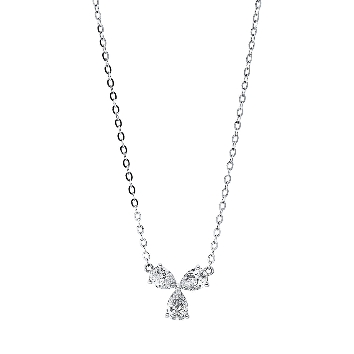 pear shape modern woman necklace in white gold
