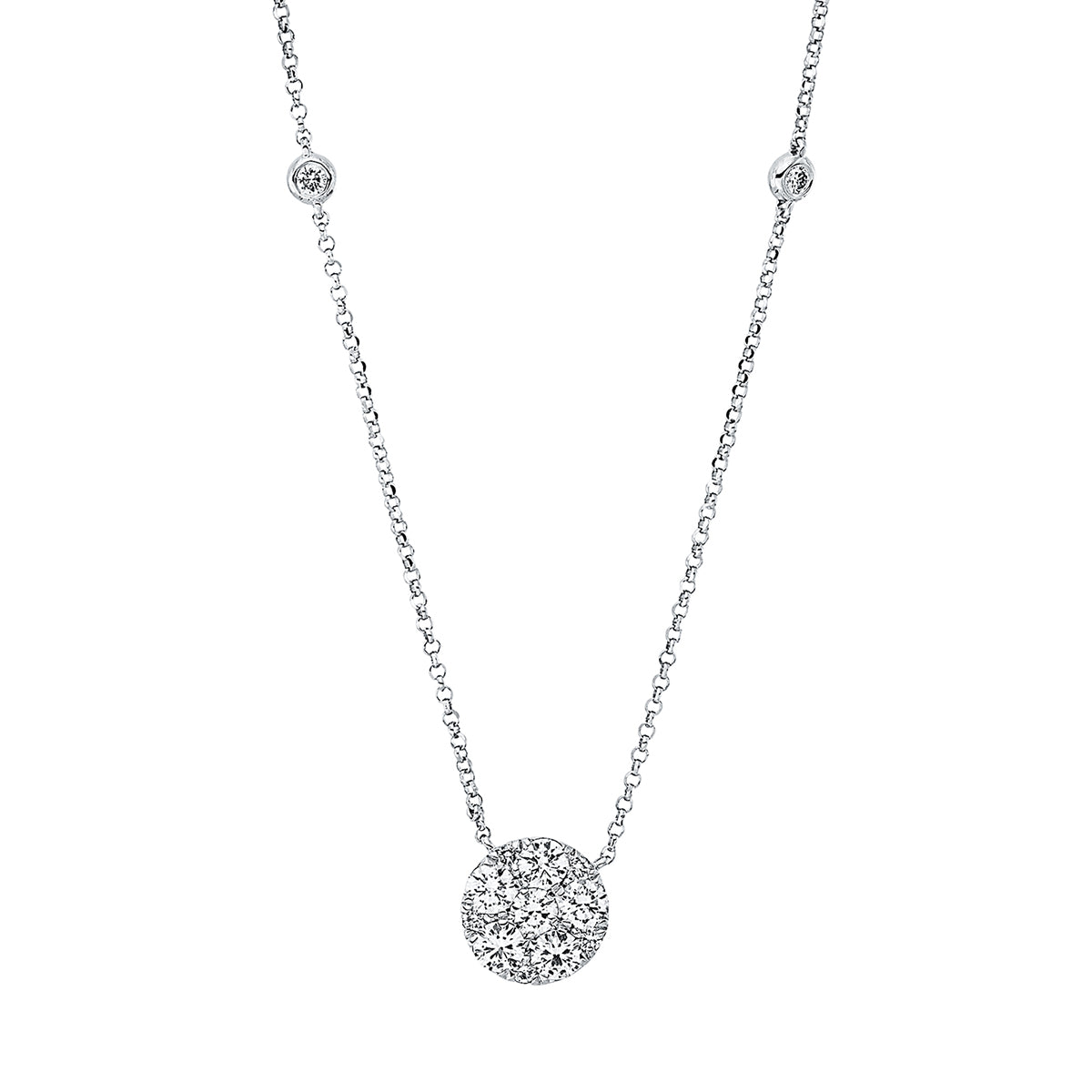 diamond full cut illusion classic necklace in white gold