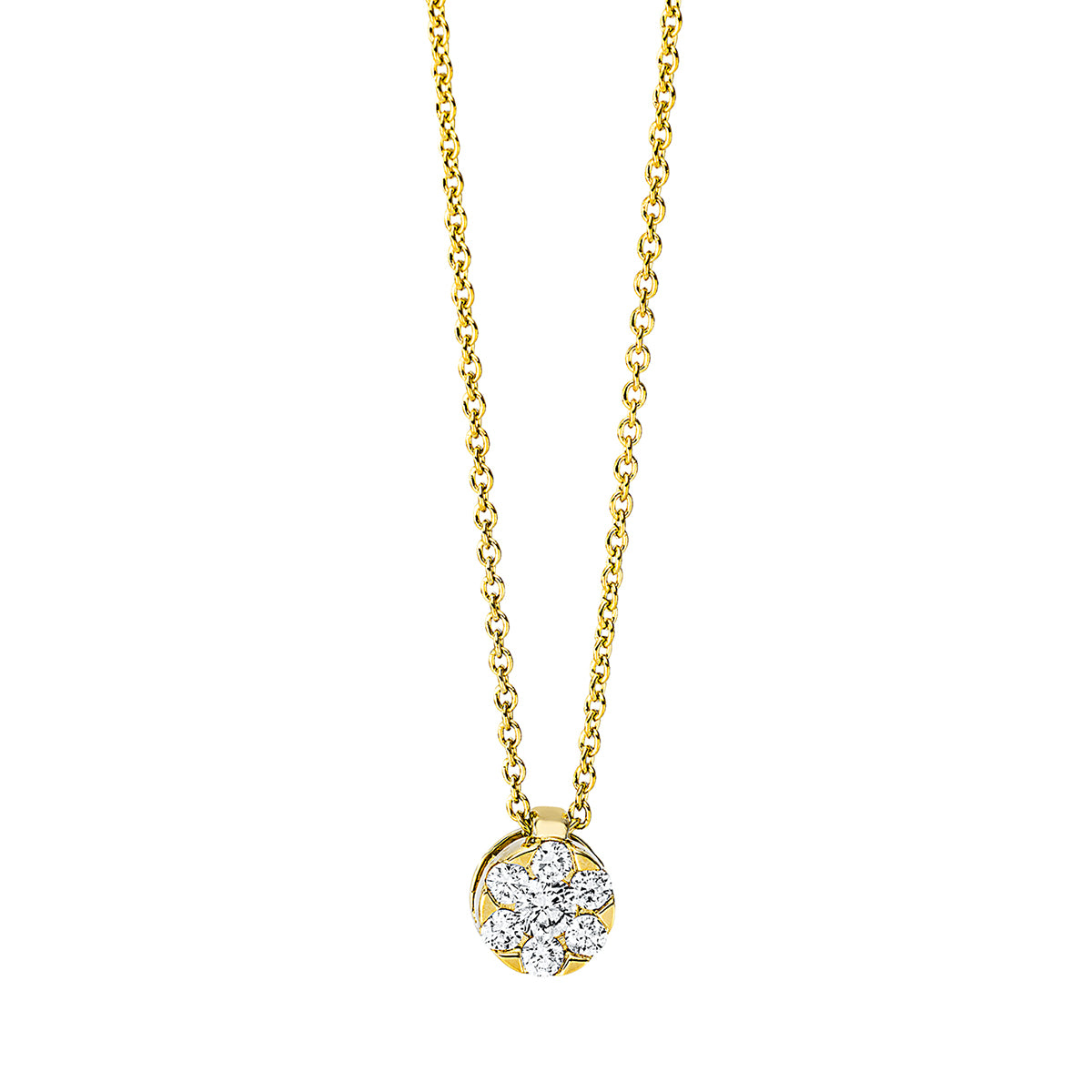 diamond full cut illusion classic necklace in yellow gold