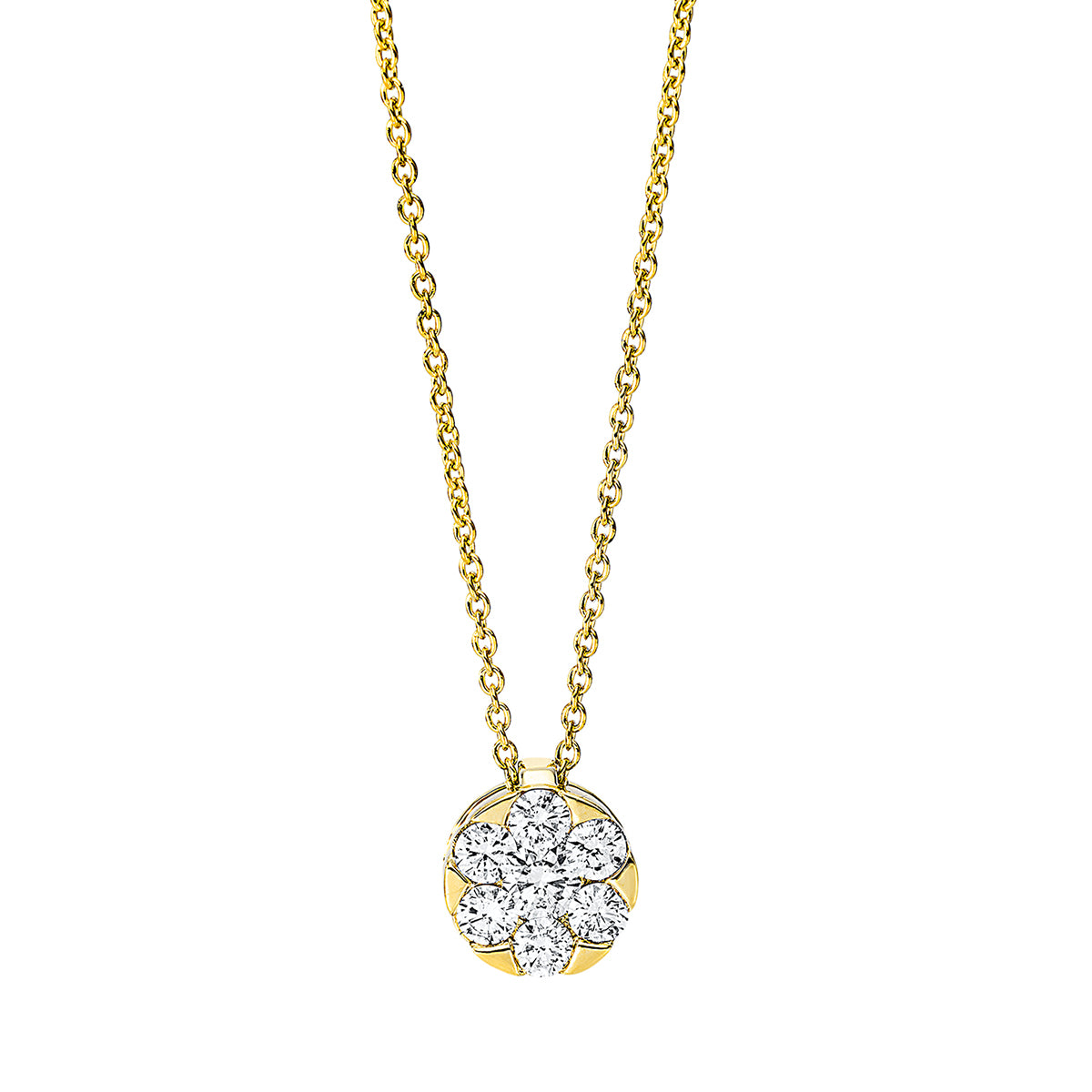 diamond full cut illusion classic necklace in yellow gold
