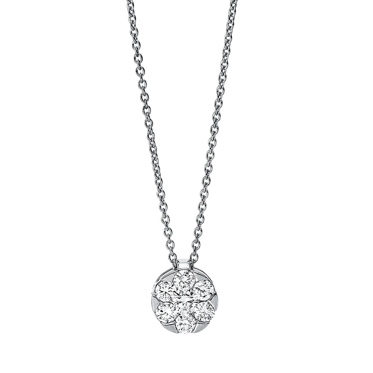 diamond full cut illusion classic necklace in white gold
