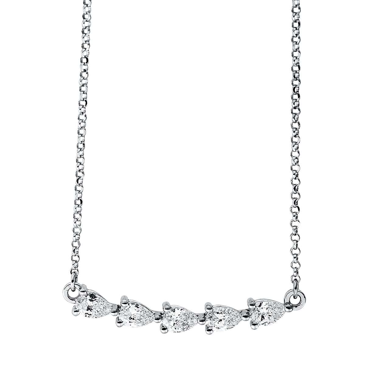 pear shape modern woman necklace in white gold