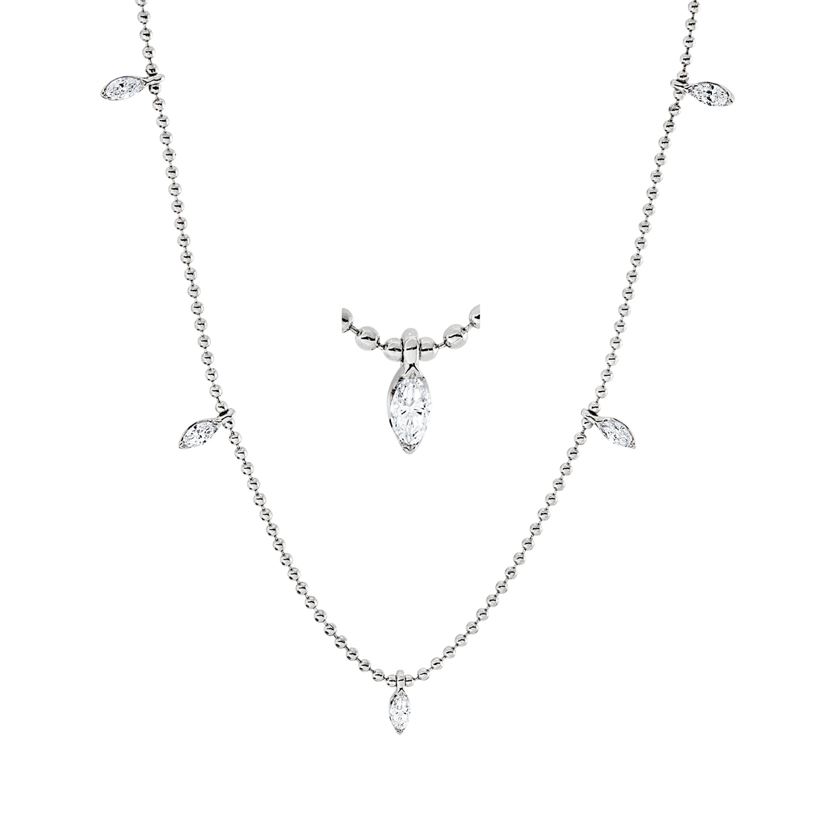 marquise modern woman necklace in white gold