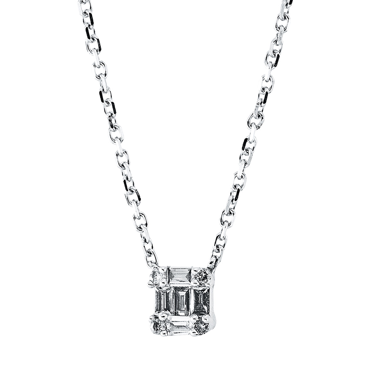 diamond full cut illusion classic necklace in white gold