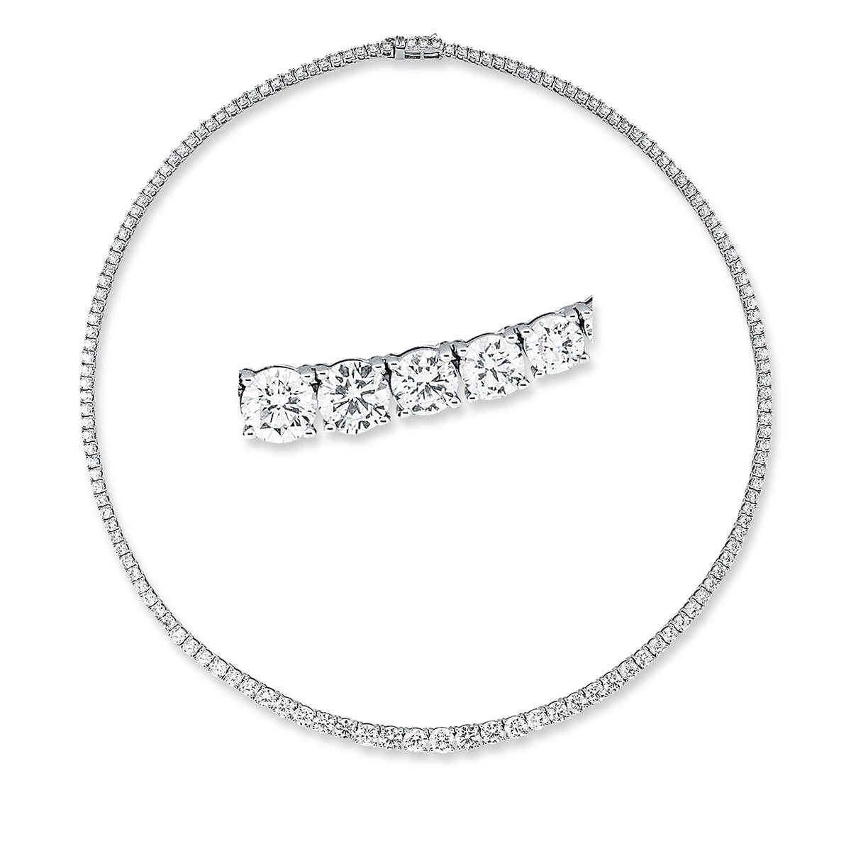 diamond full cut tennis necklace necklace in white gold