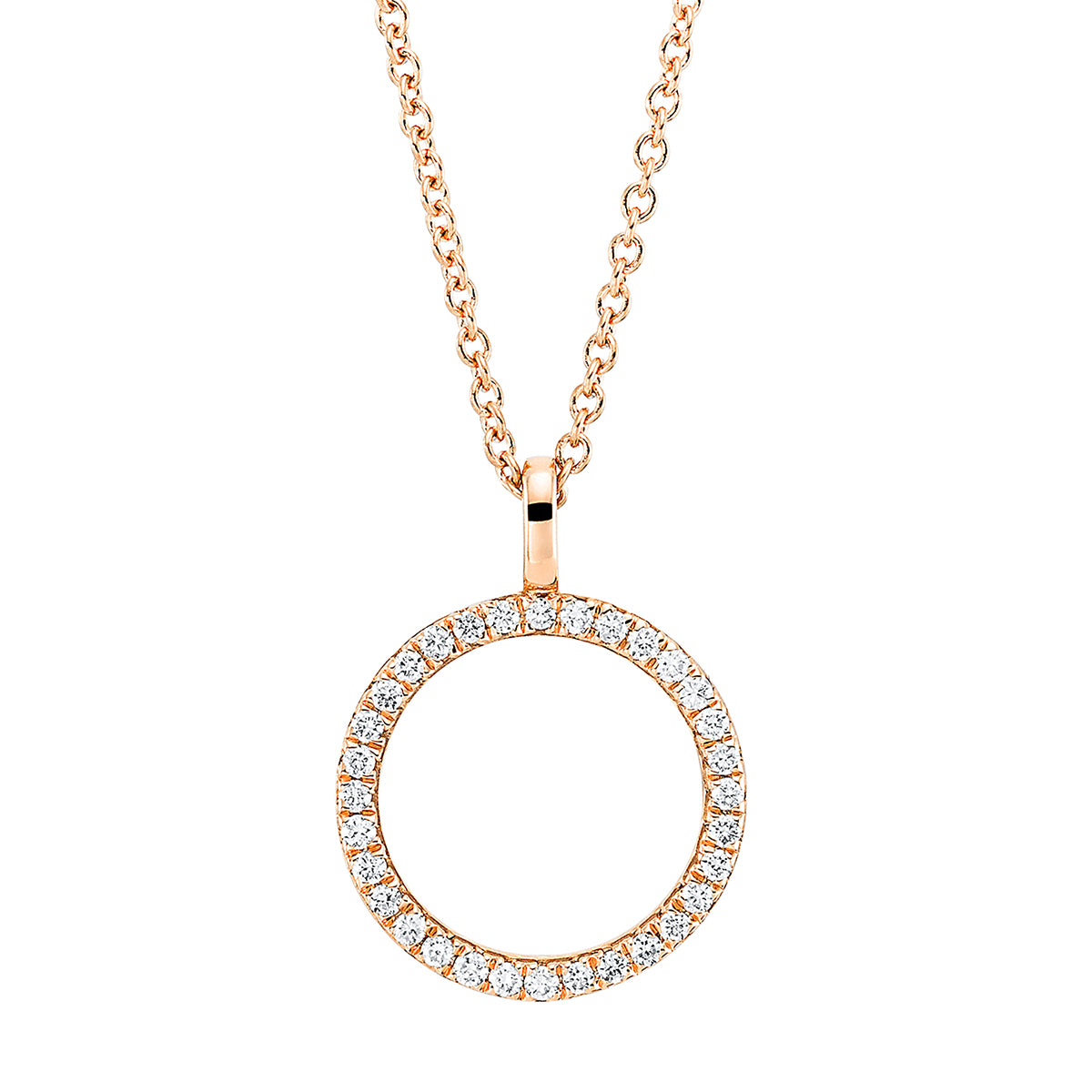 diamond full cut modern woman necklace in red gold