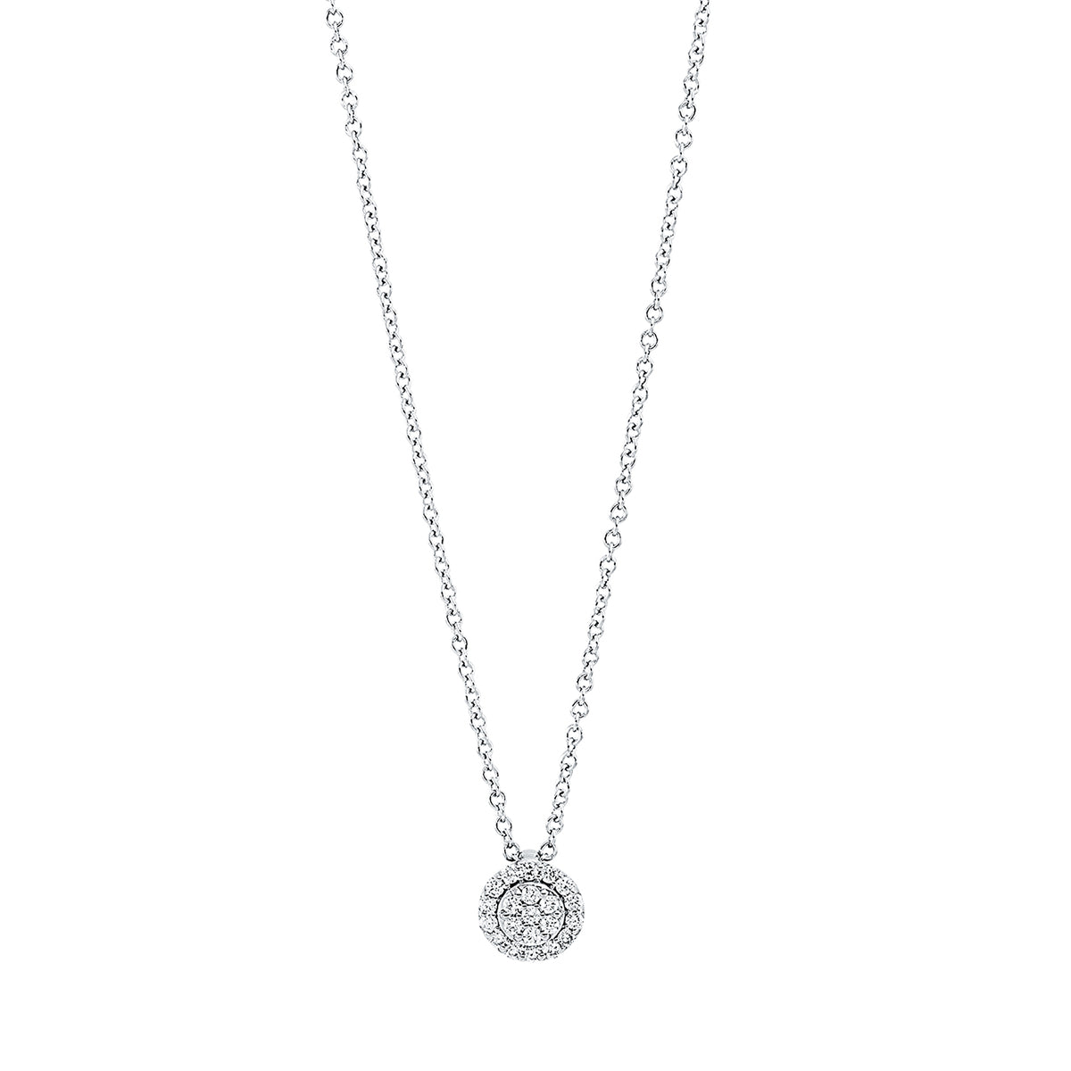 diamond full cut illusion classic necklace in white gold