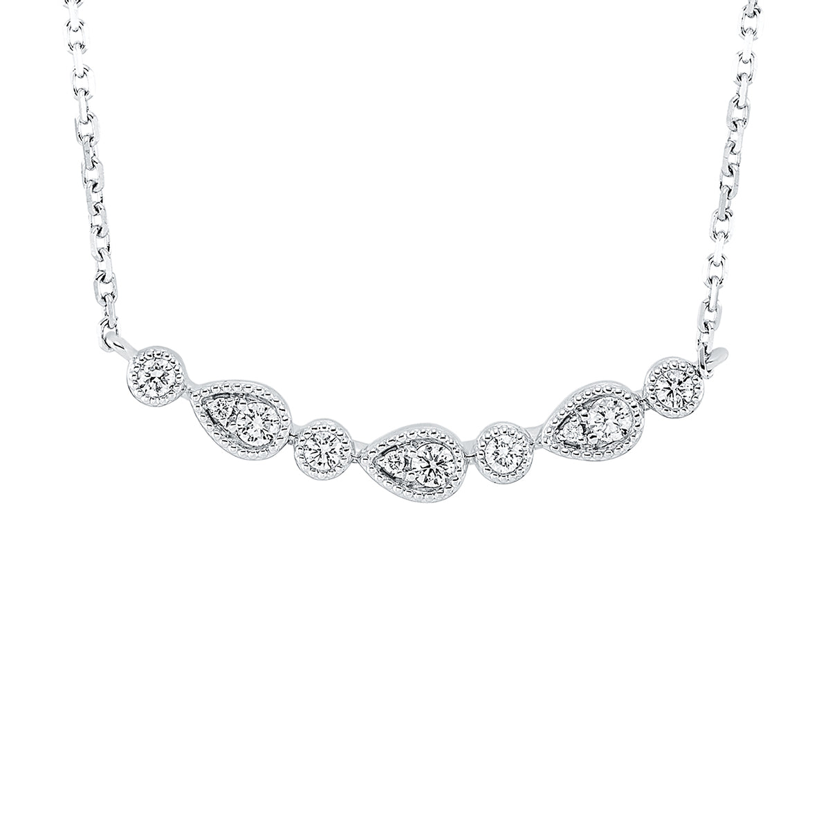 diamond full cut modern woman necklace in white gold