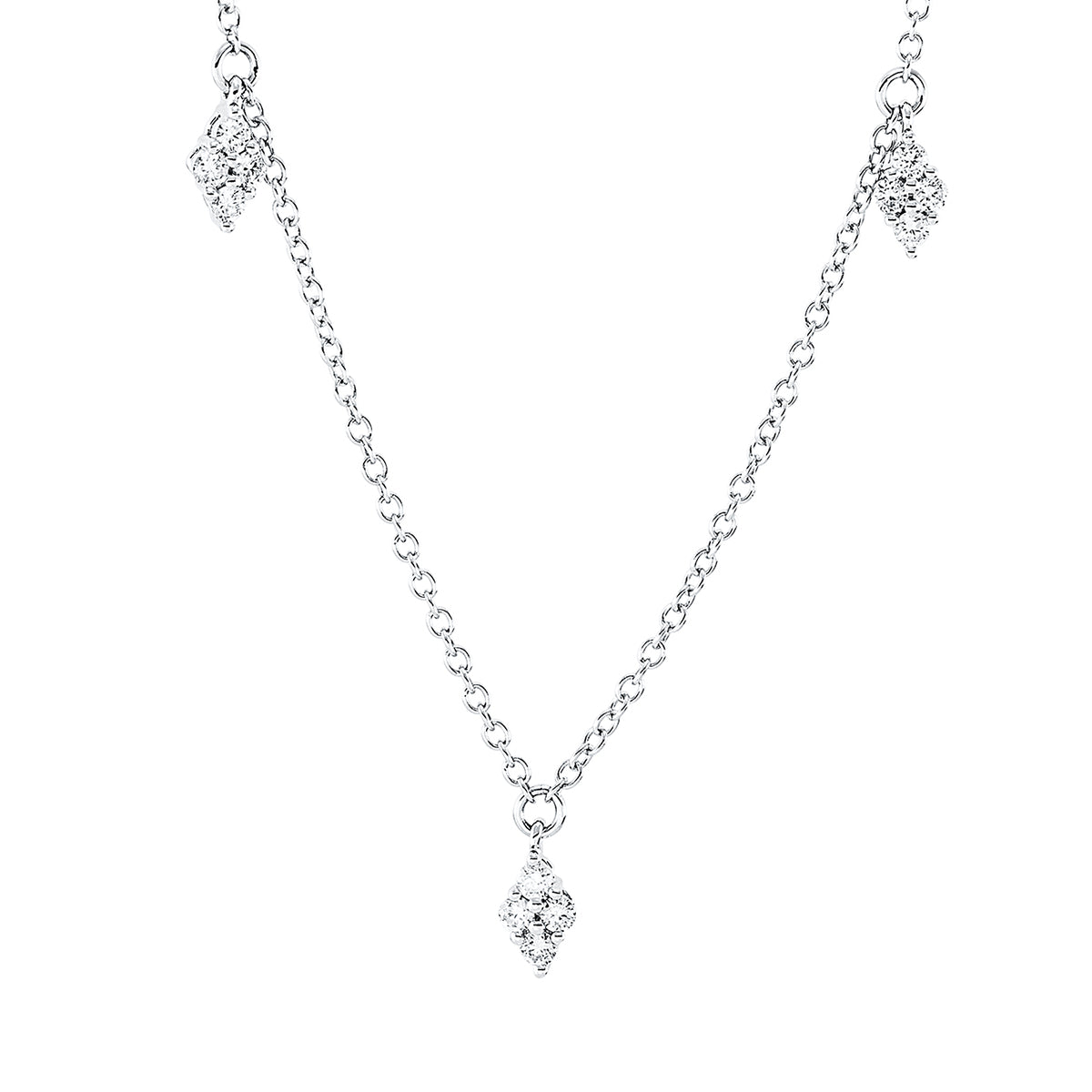 diamond full cut modern woman necklace in white gold