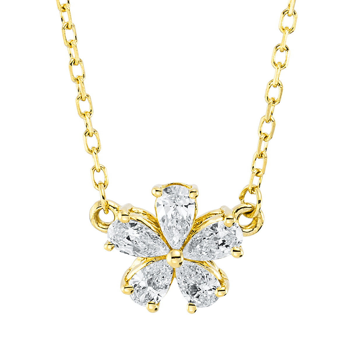 pear shape modern woman necklace in yellow gold