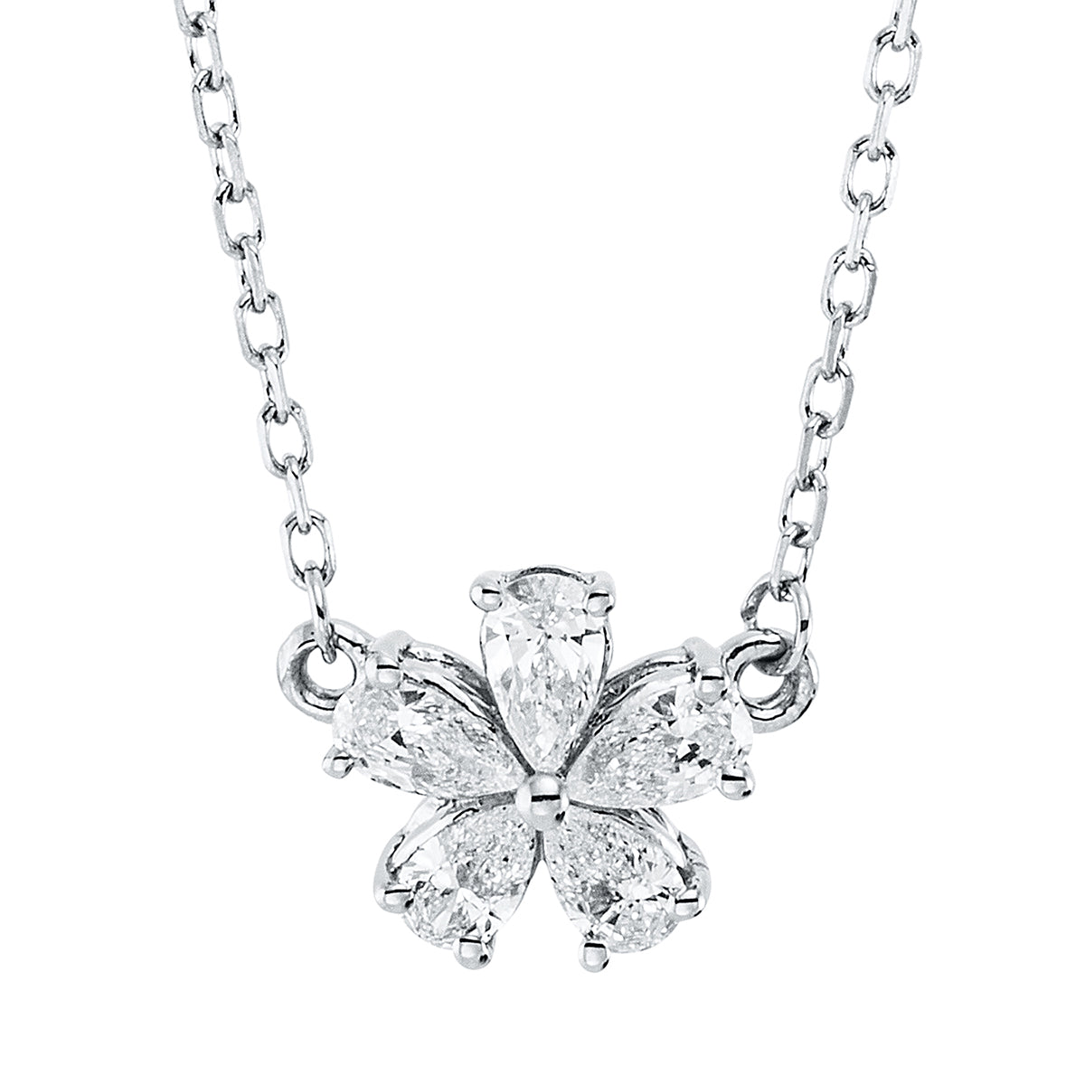 pear shape modern woman necklace in white gold