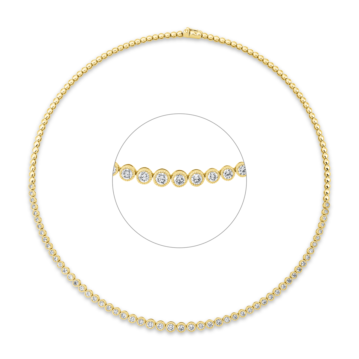diamond full cut tennis necklace necklace in yellow gold