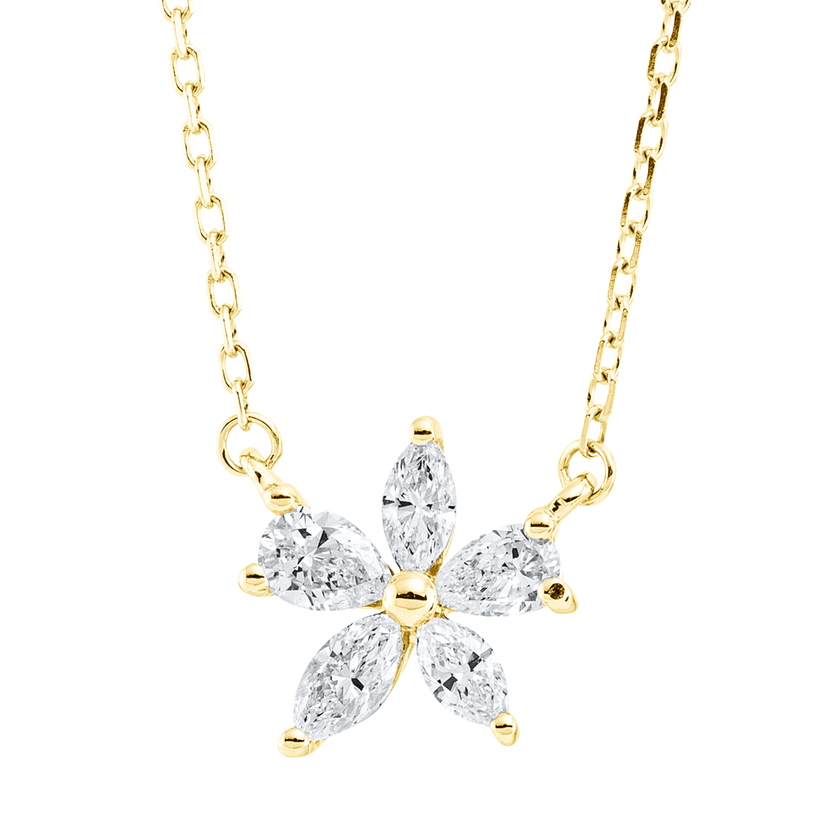 pear shape modern woman necklace in yellow gold