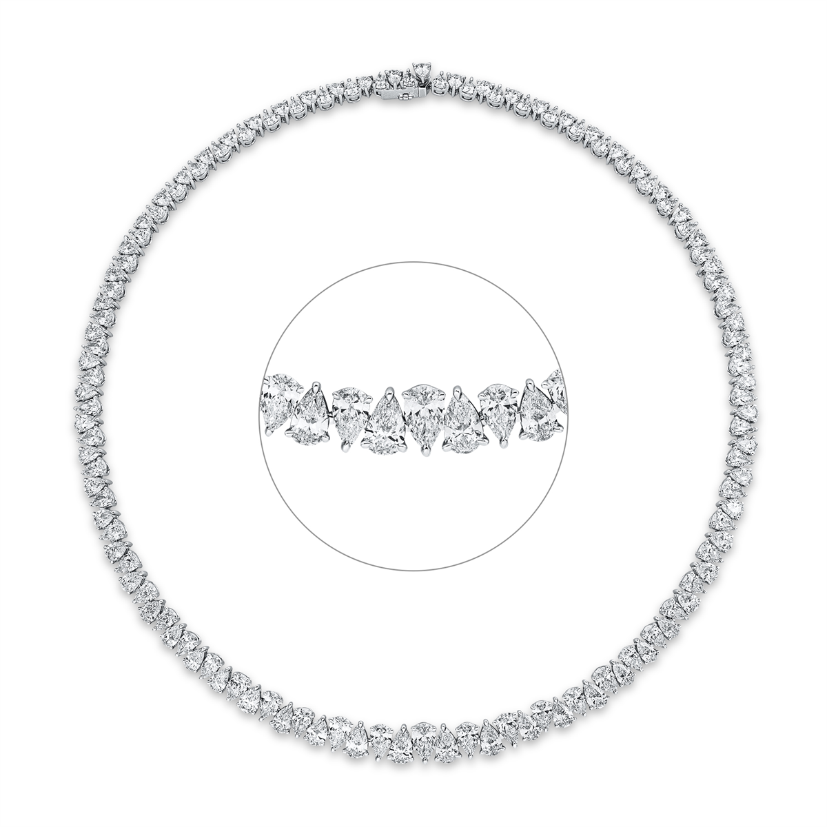 pear shape exclusive necklace in white gold
