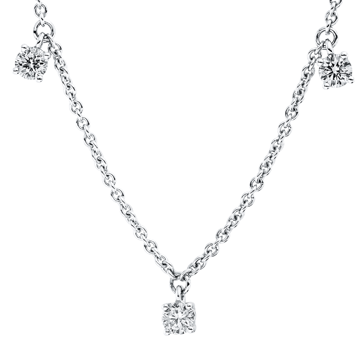 diamond full cut modern woman necklace in white gold