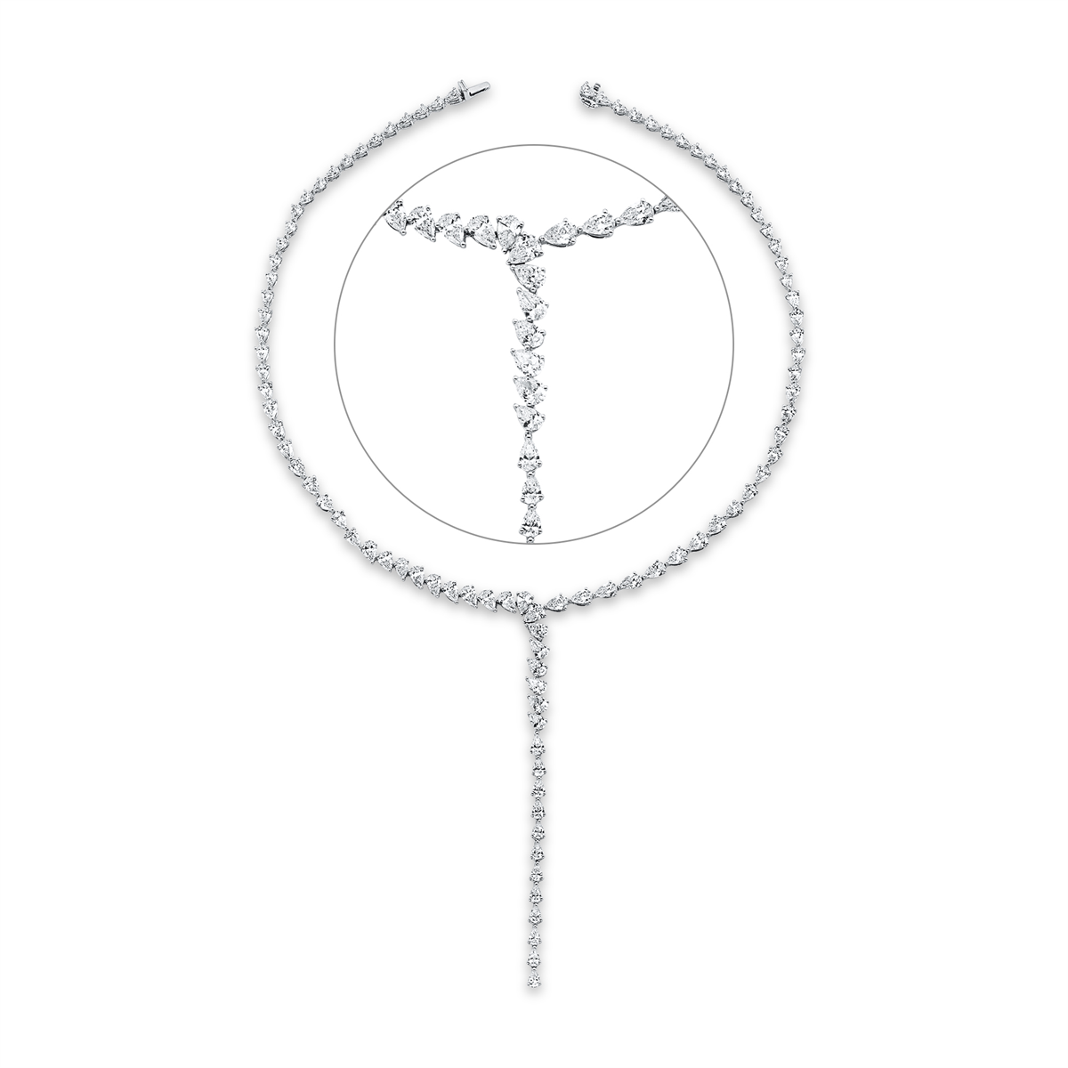 pear shape exclusive necklace in white gold