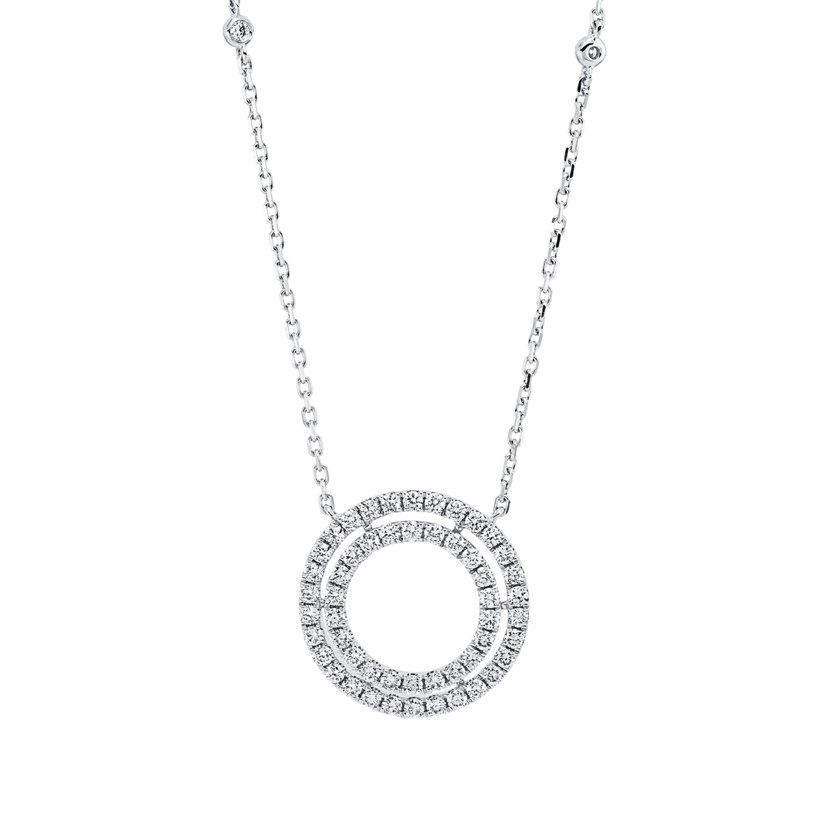 diamond full cut modern woman necklace in white gold