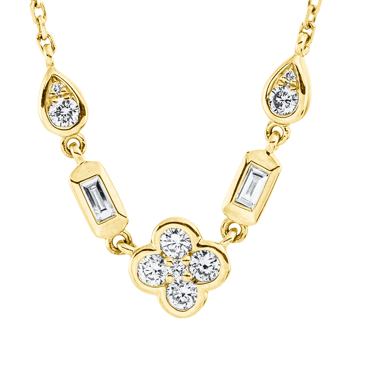 baguette baguette necklace in yellow gold