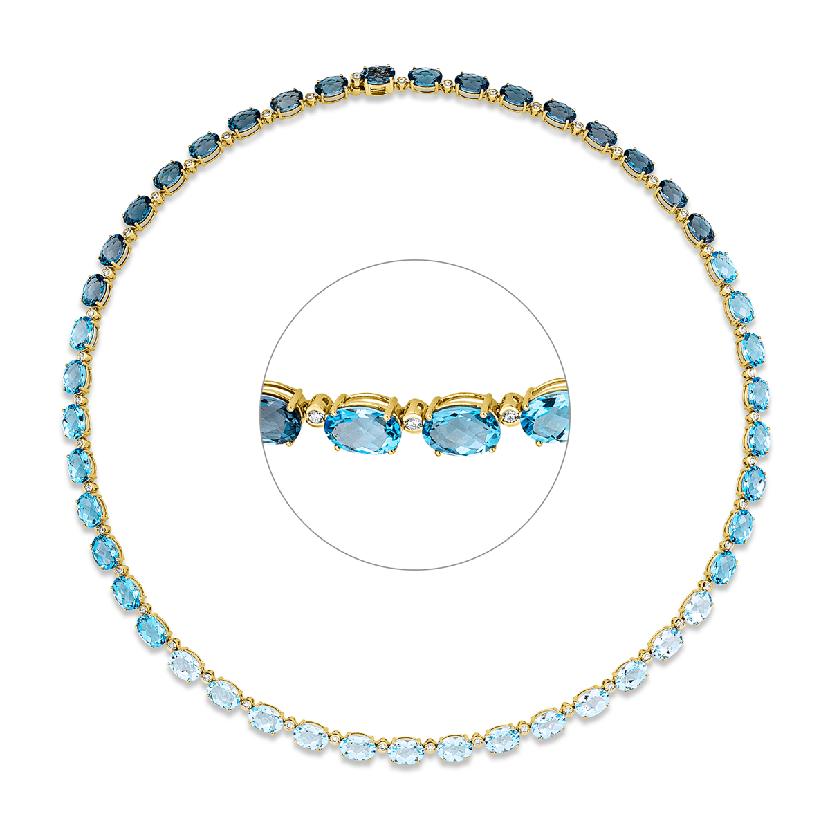 diamond full cut topaz colored stone fashion necklace in yellow gold