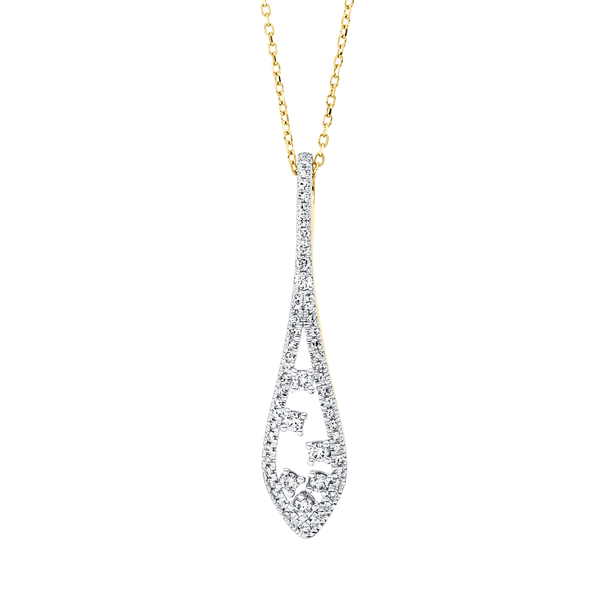 diamond single cut modern woman necklace in yellow gold