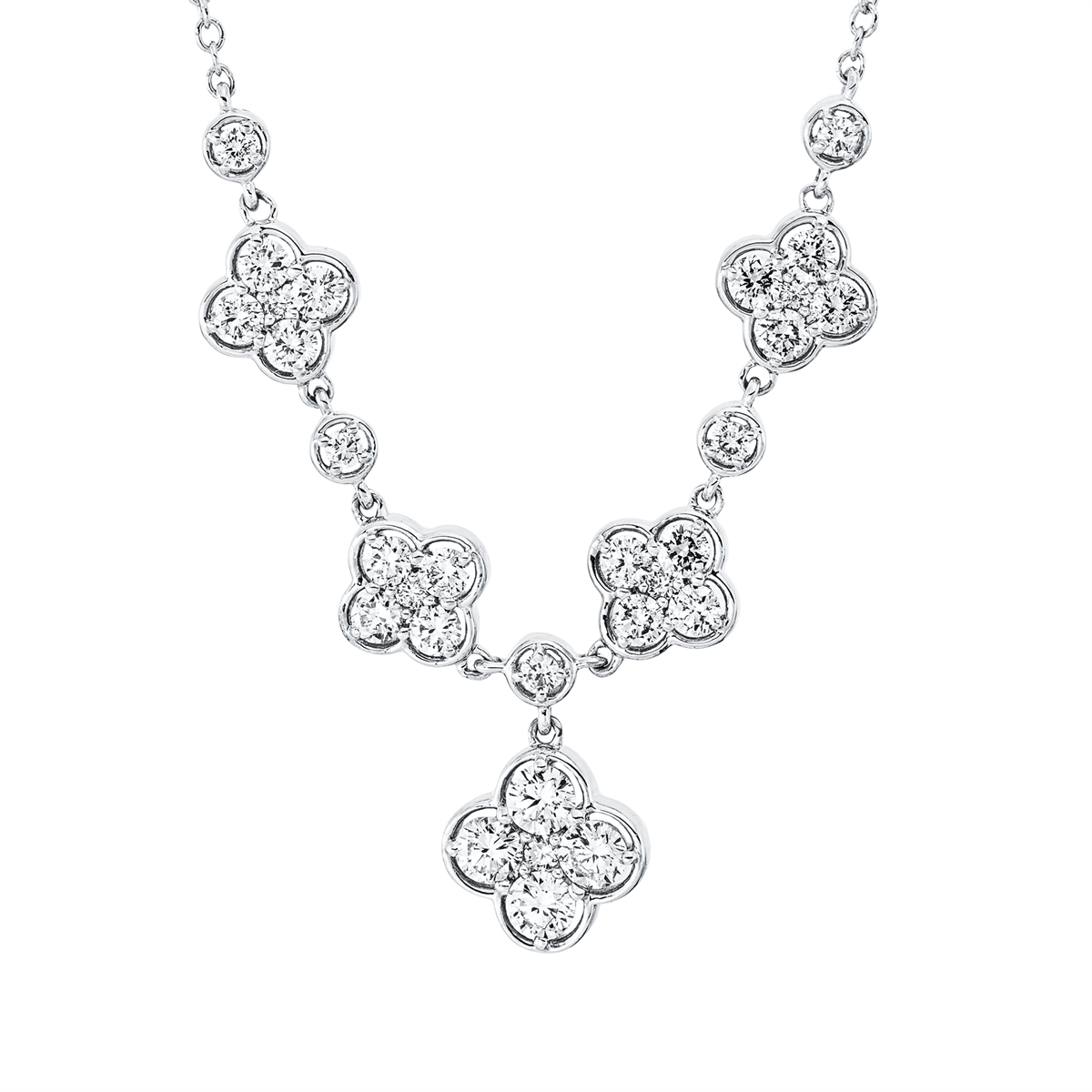 diamond full cut modern woman necklace in white gold