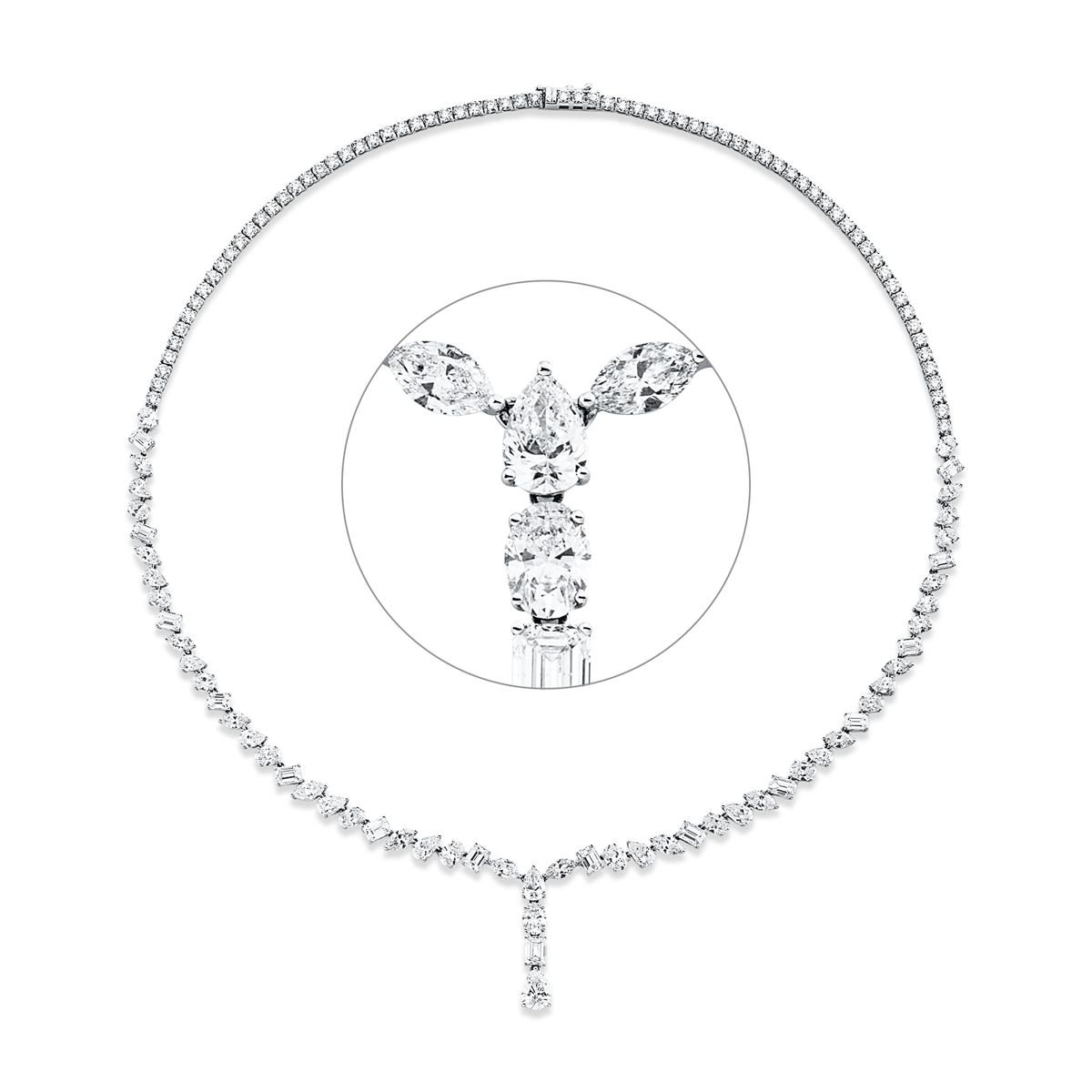 diamond full cut exclusive necklace in white gold