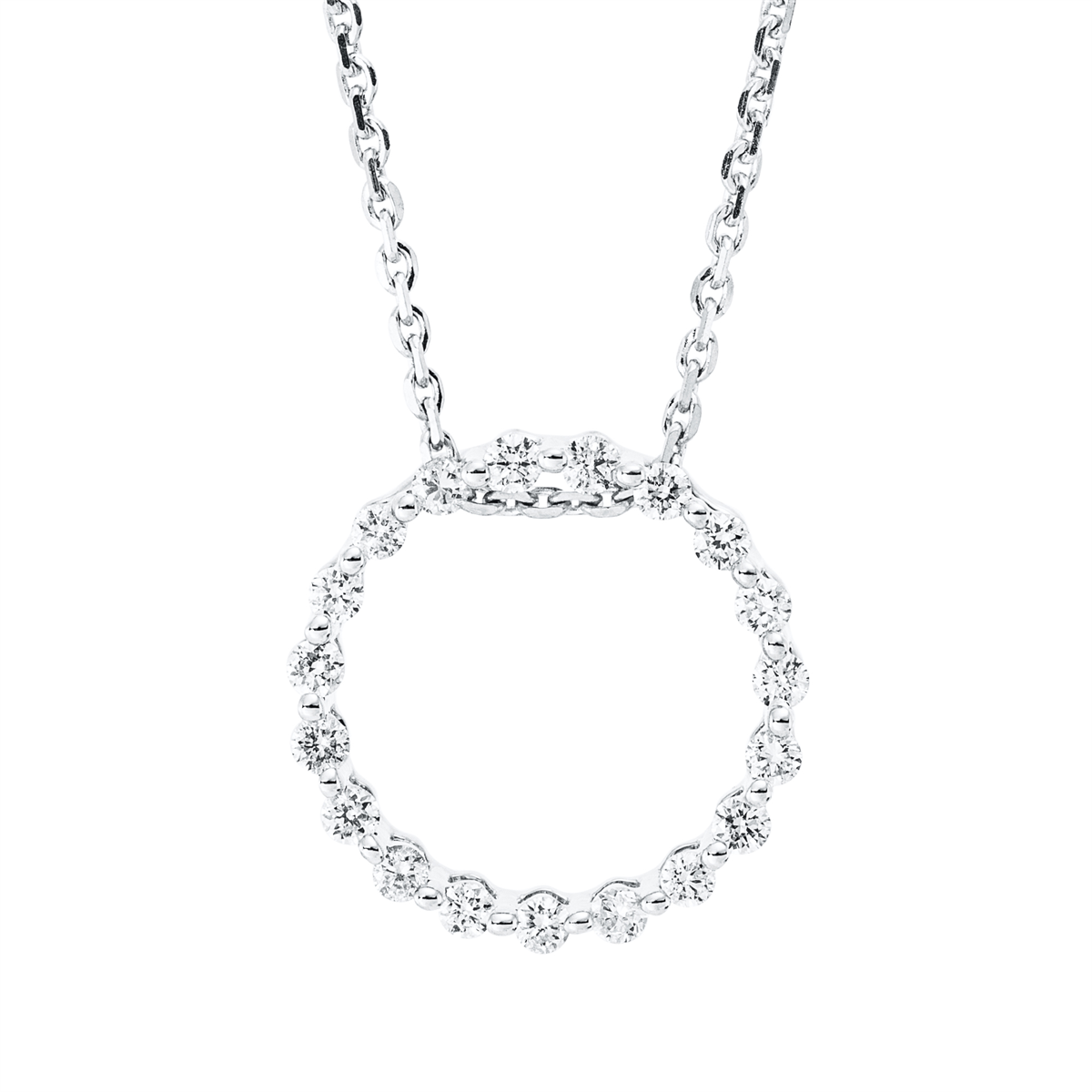 diamond full cut modern woman necklace in white gold