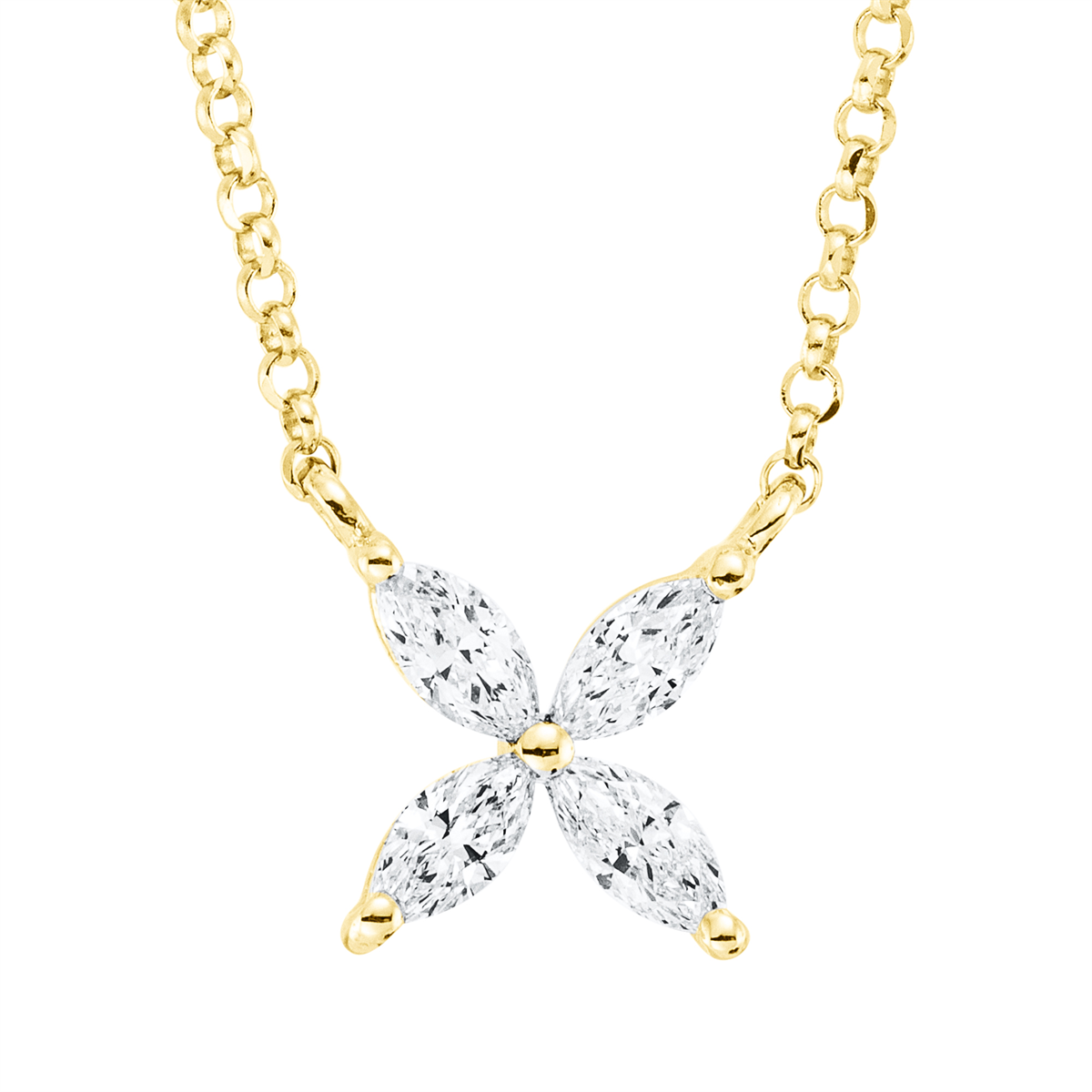 marquise modern woman necklace in yellow gold
