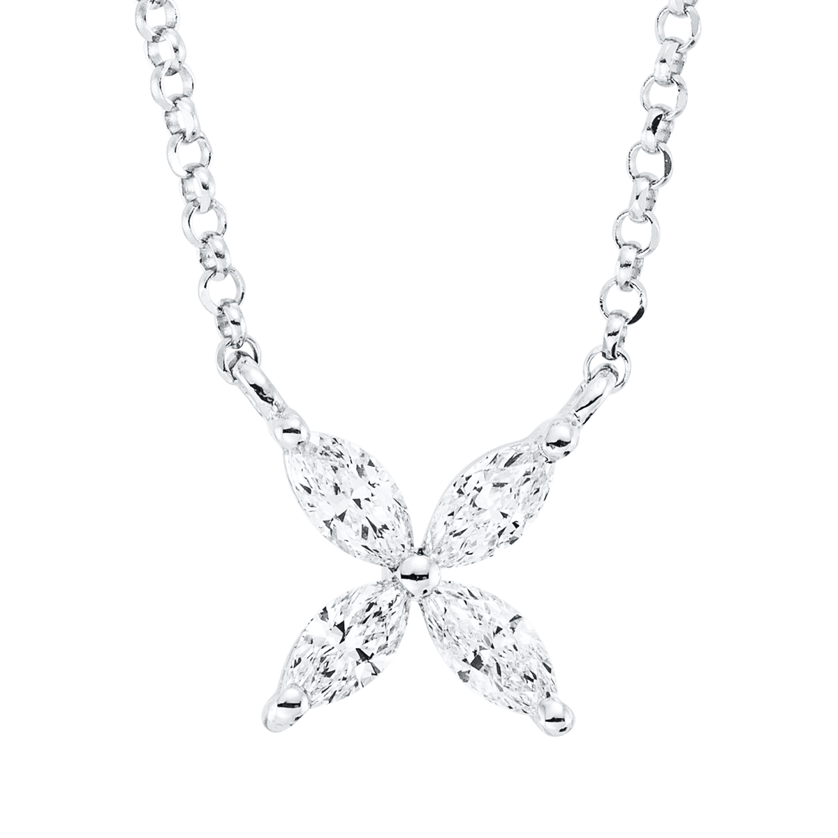 marquise modern woman necklace in white gold