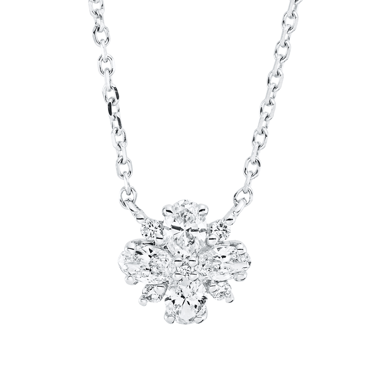 diamond full cut illusion classic necklace in white gold