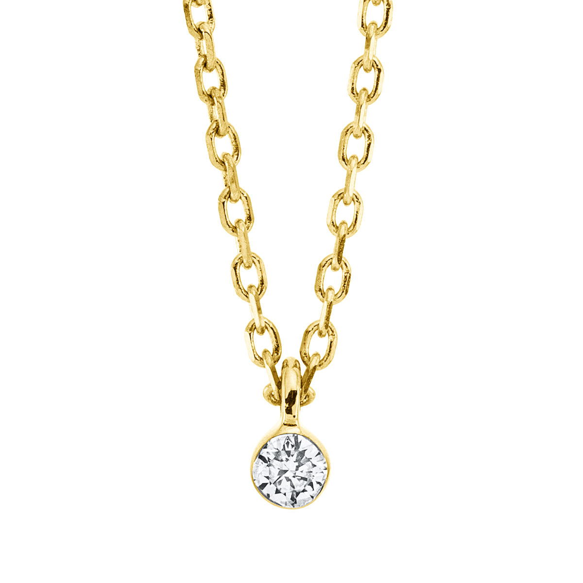 diamond full cut solitaire necklace in yellow gold