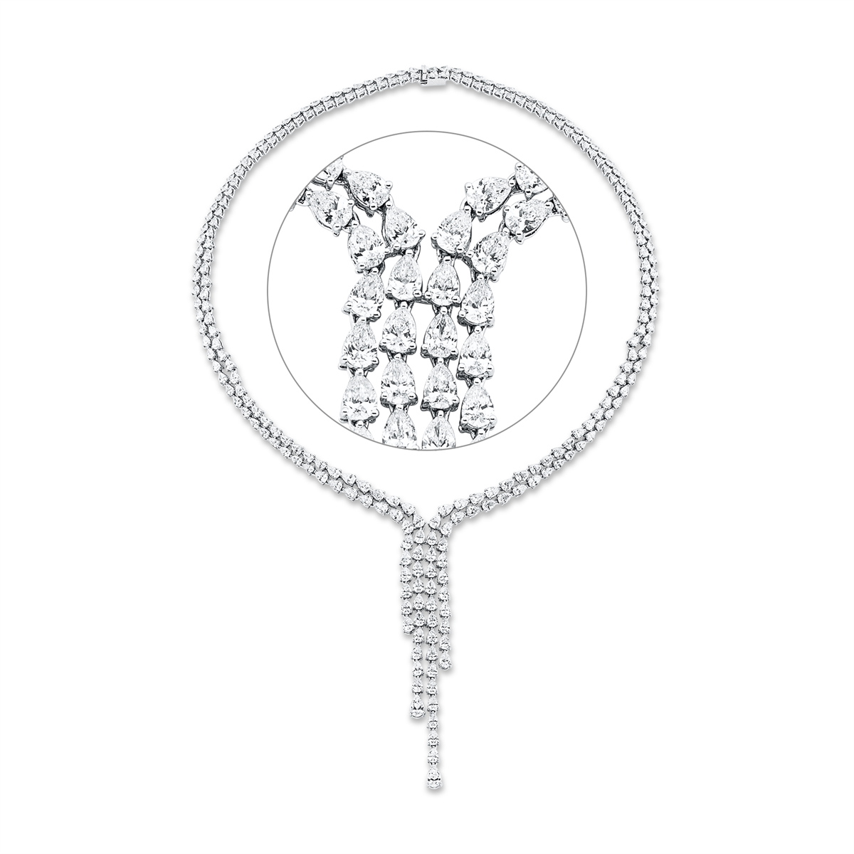 pear shape exclusive necklace in white gold