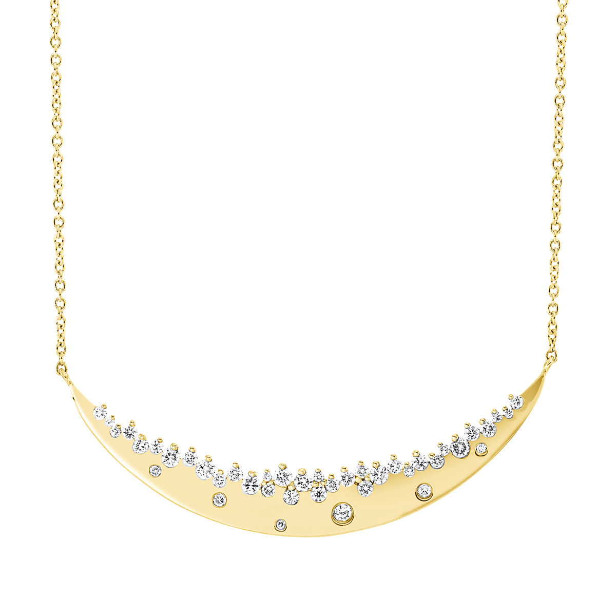 diamond full cut modern woman necklace in yellow gold