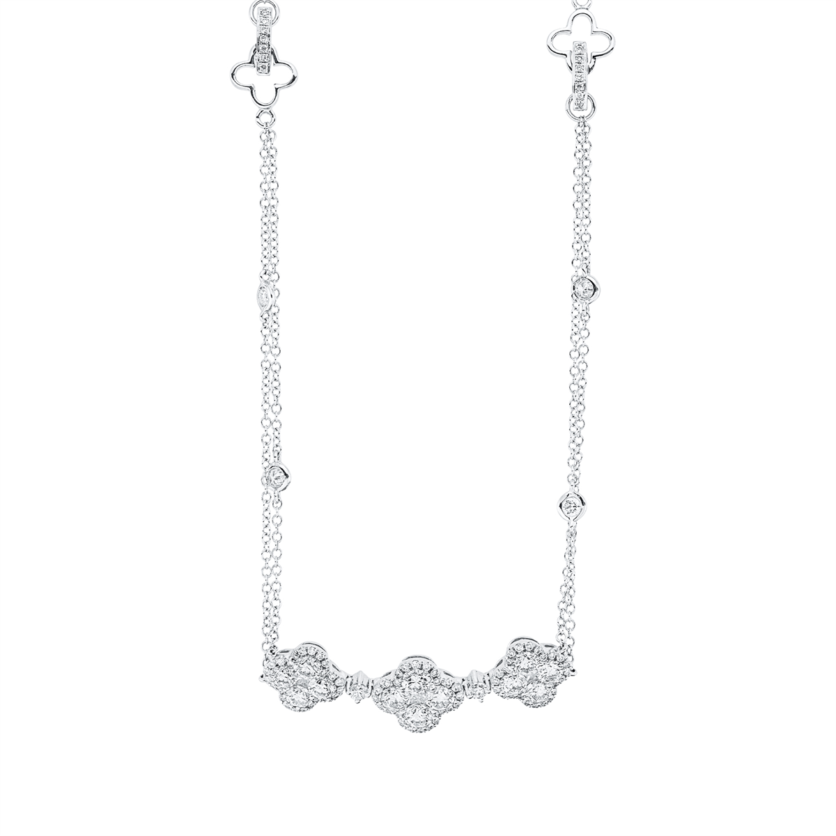 diamond full cut modern woman necklace in white gold