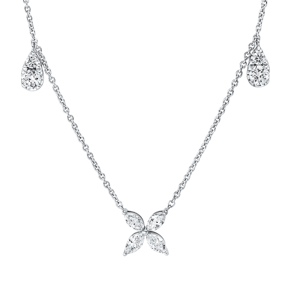 diamond full cut modern woman necklace in white gold