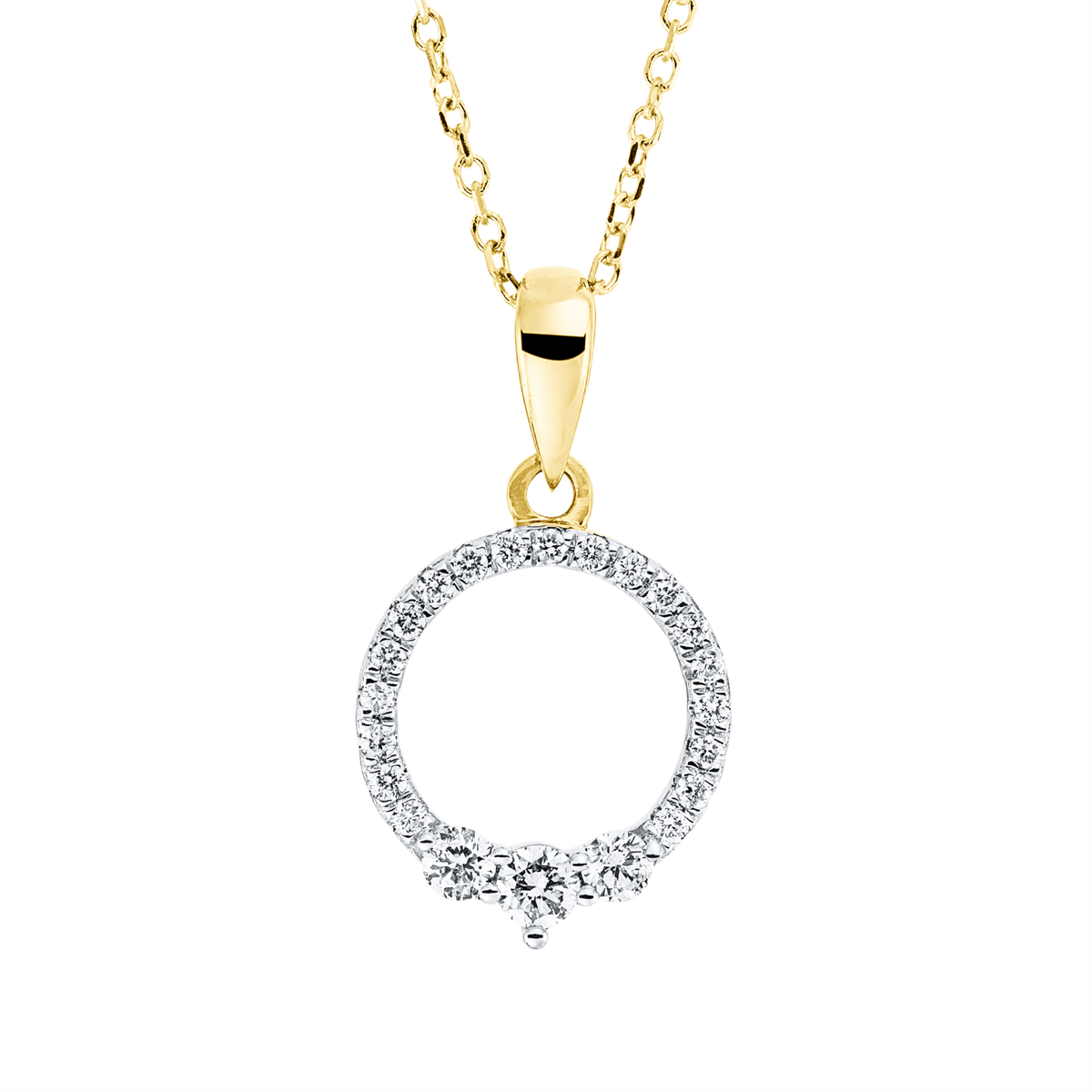 diamond full cut modern woman necklace in yellow gold
