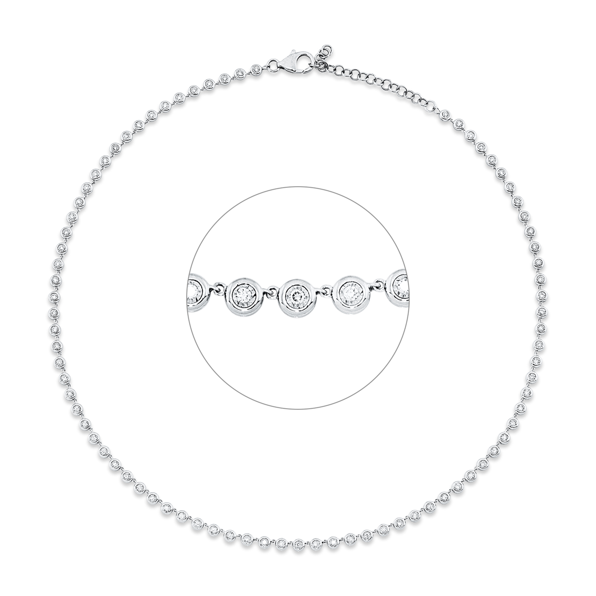 diamond full cut modern woman necklace in white gold