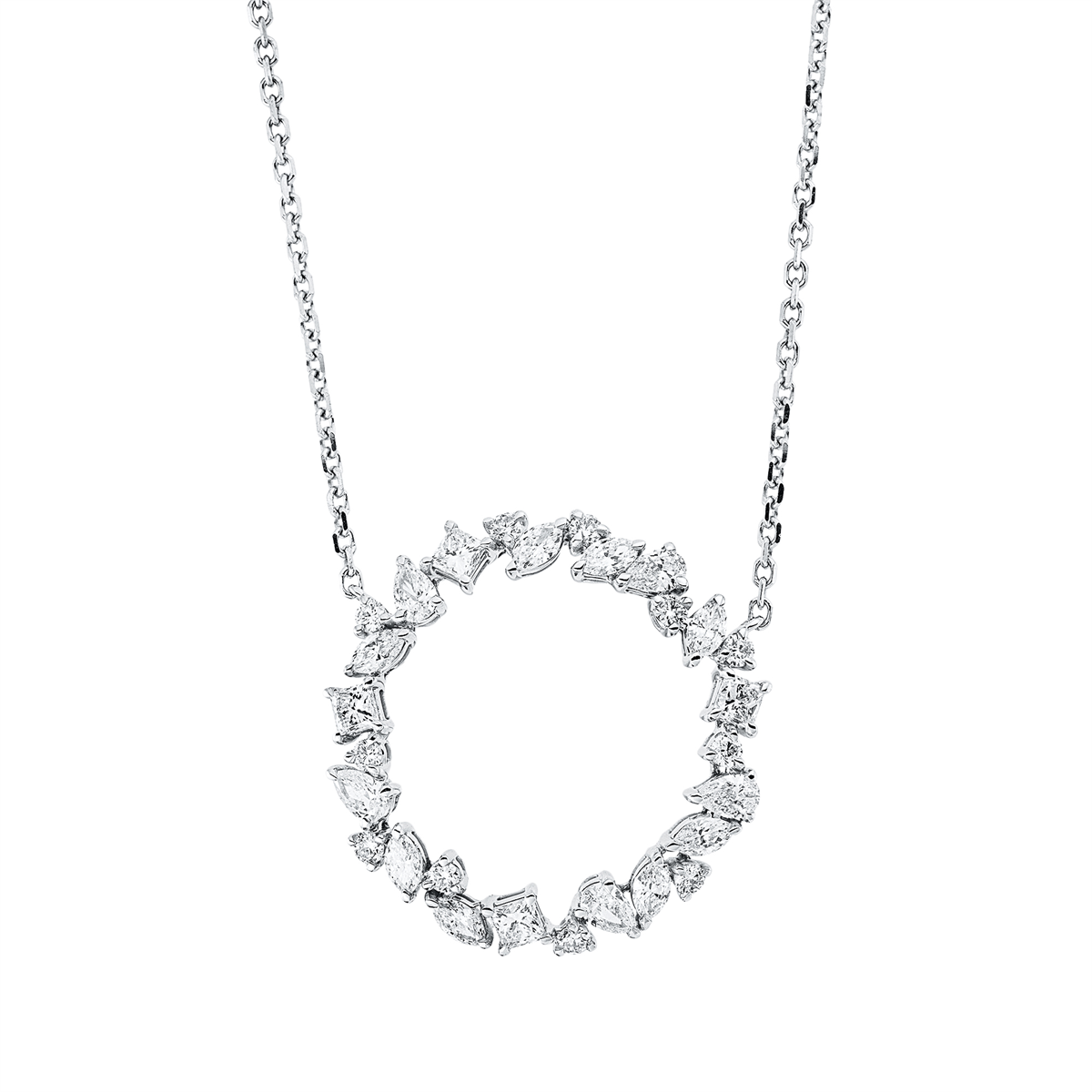 diamond full cut modern woman necklace in white gold