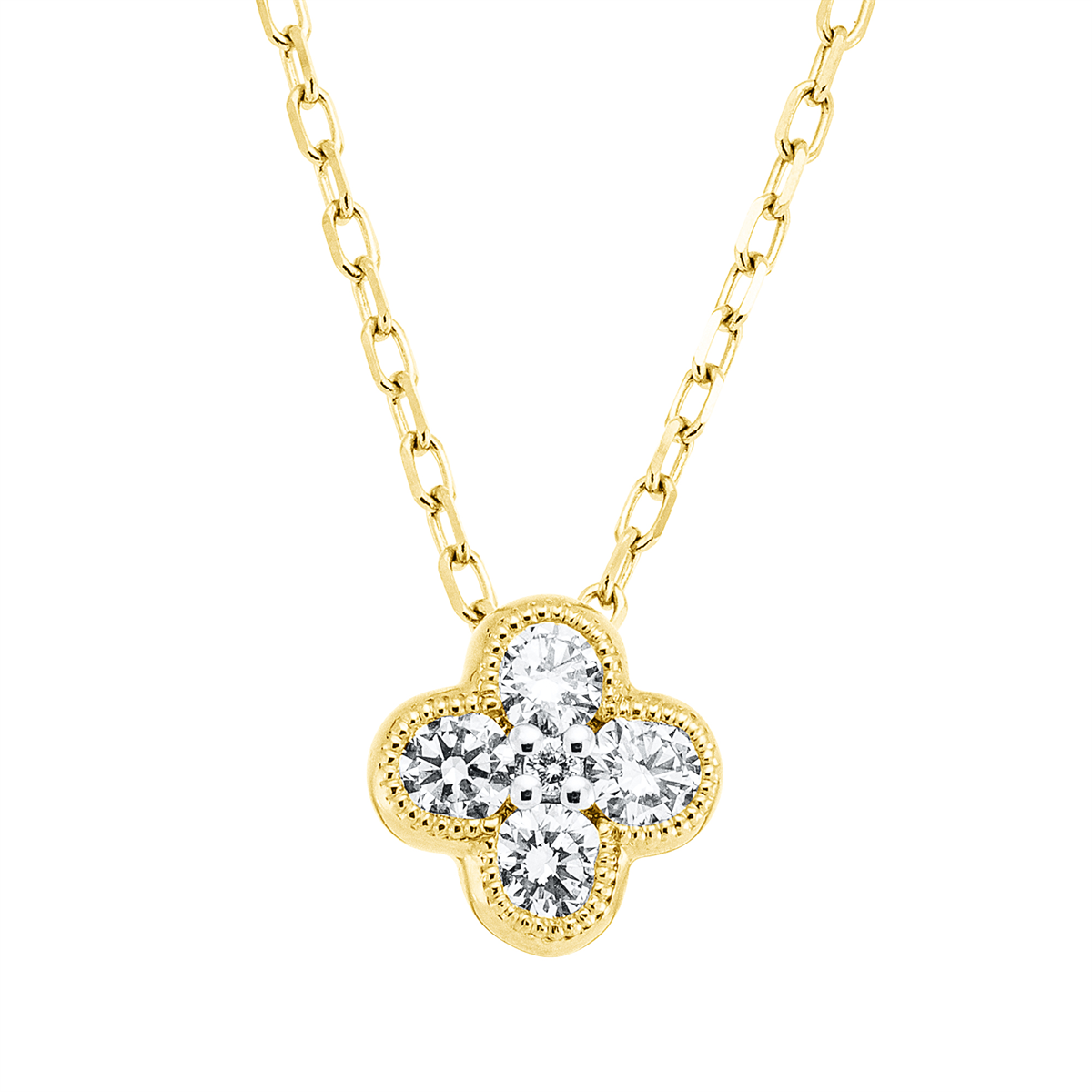 diamond full cut illusion classic necklace in yellow gold