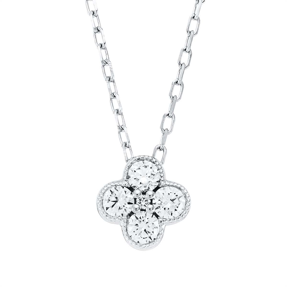 diamond full cut illusion classic necklace in white gold