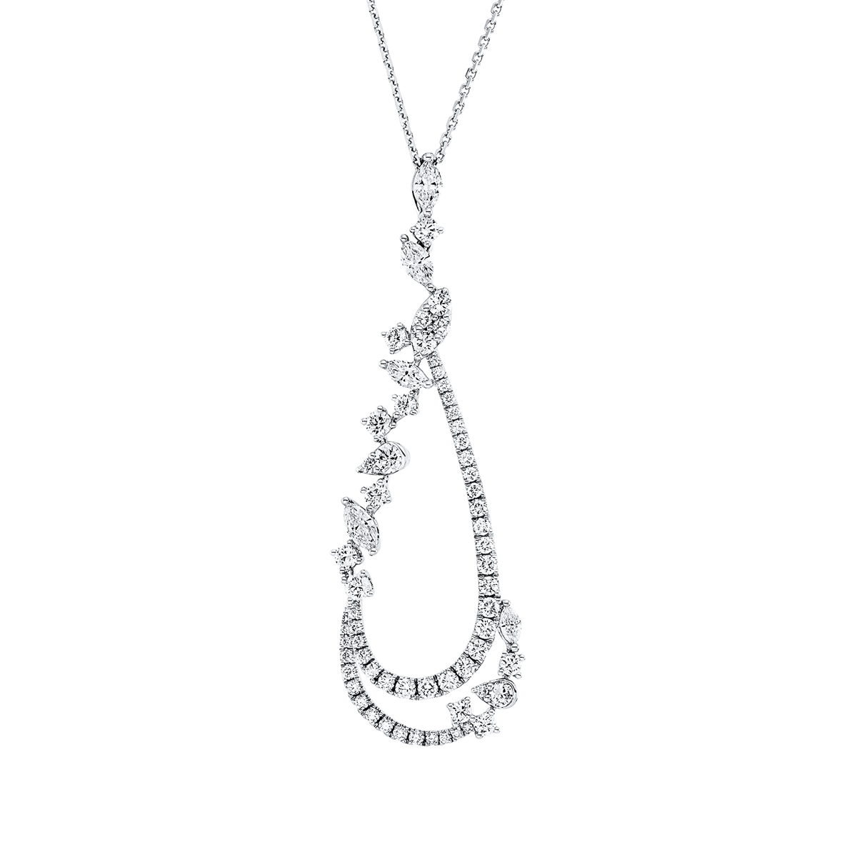 diamond full cut modern woman necklace in white gold
