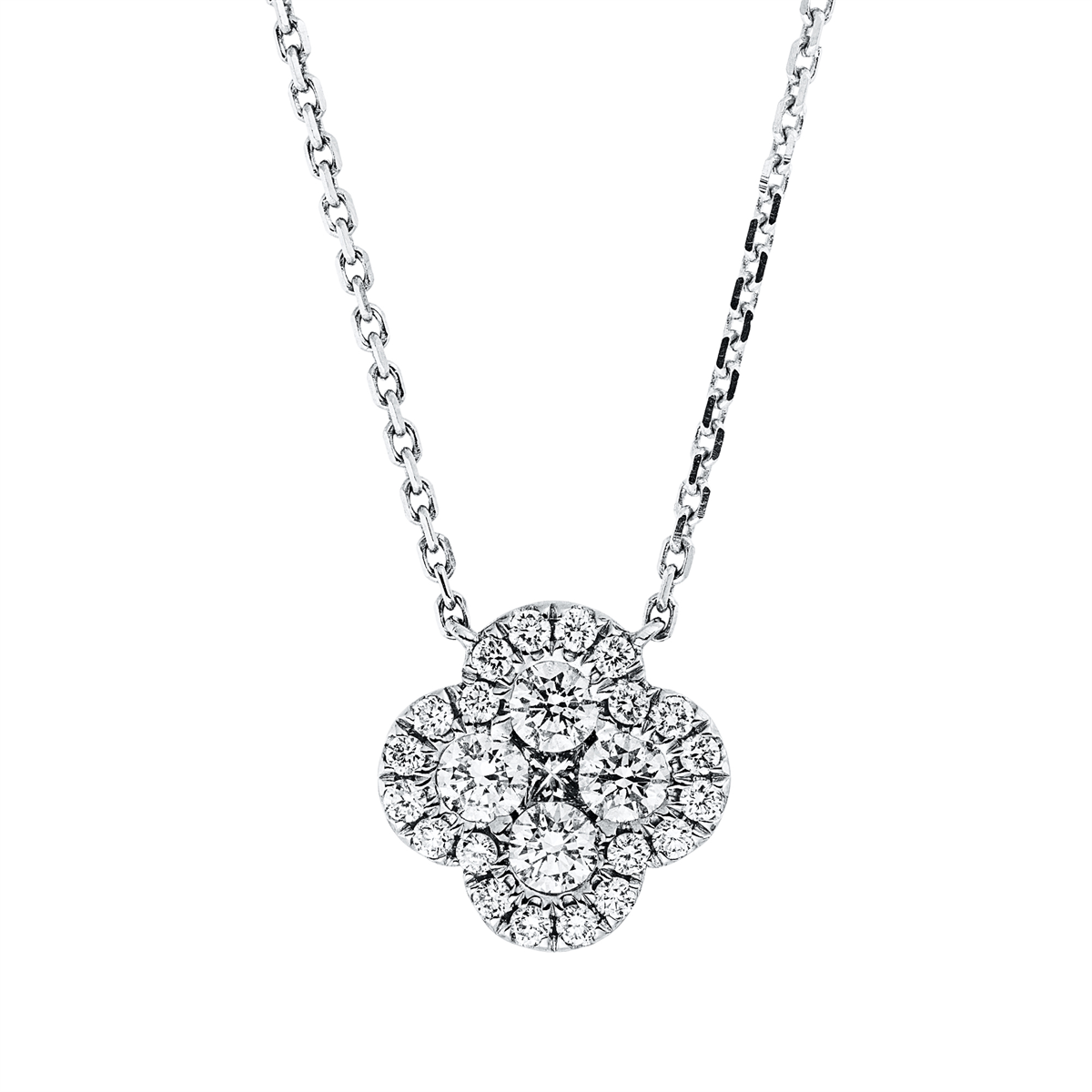 diamond full cut illusion classic necklace in white gold