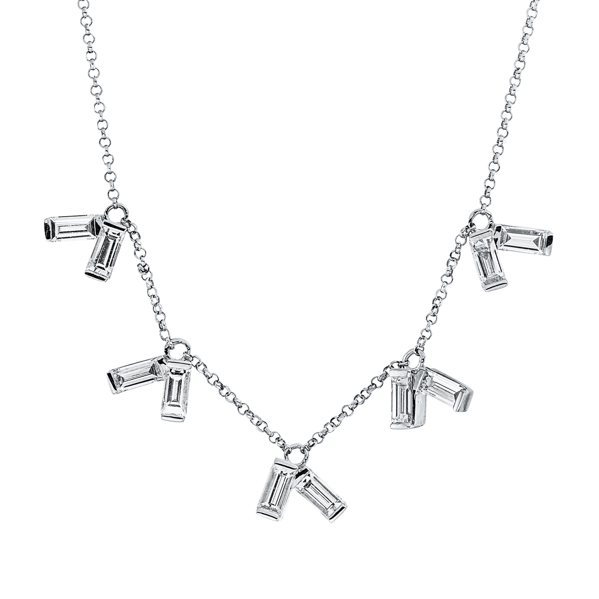baguette baguette necklace in white gold