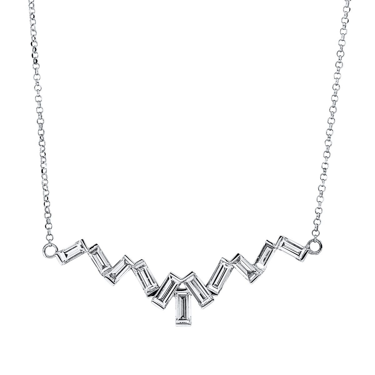 baguette baguette necklace in white gold