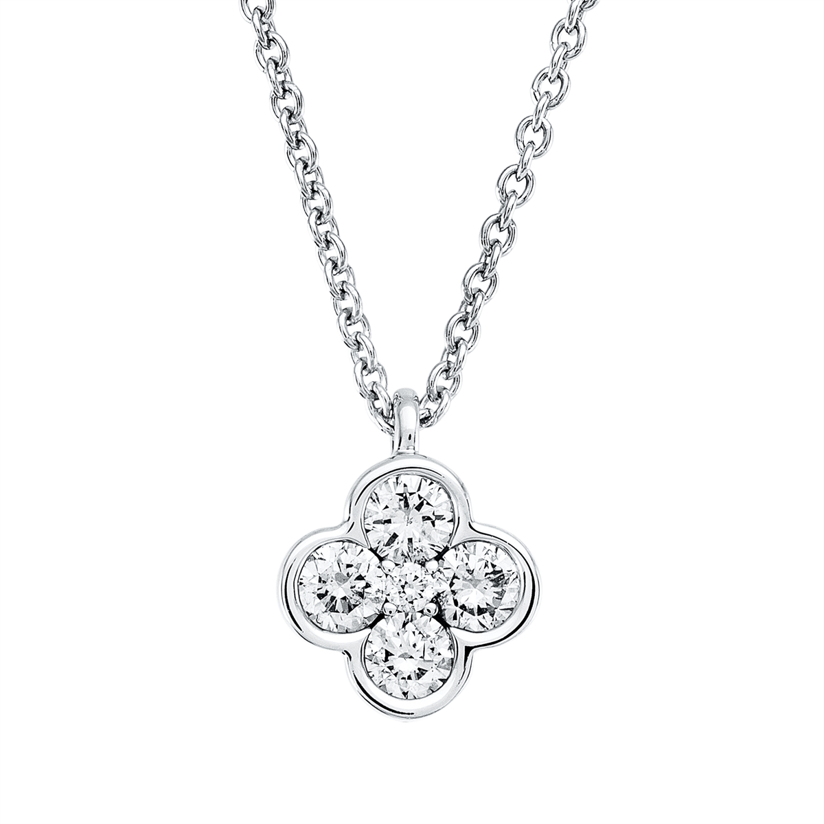 diamond full cut illusion classic necklace in white gold