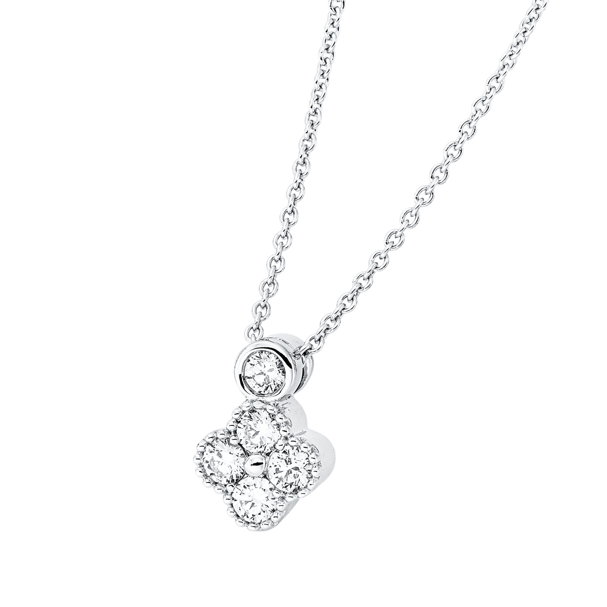 diamond full cut modern woman necklace in white gold