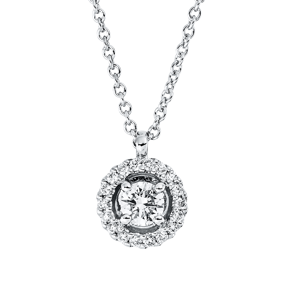 solitaire with accent stones necklace - 4N745