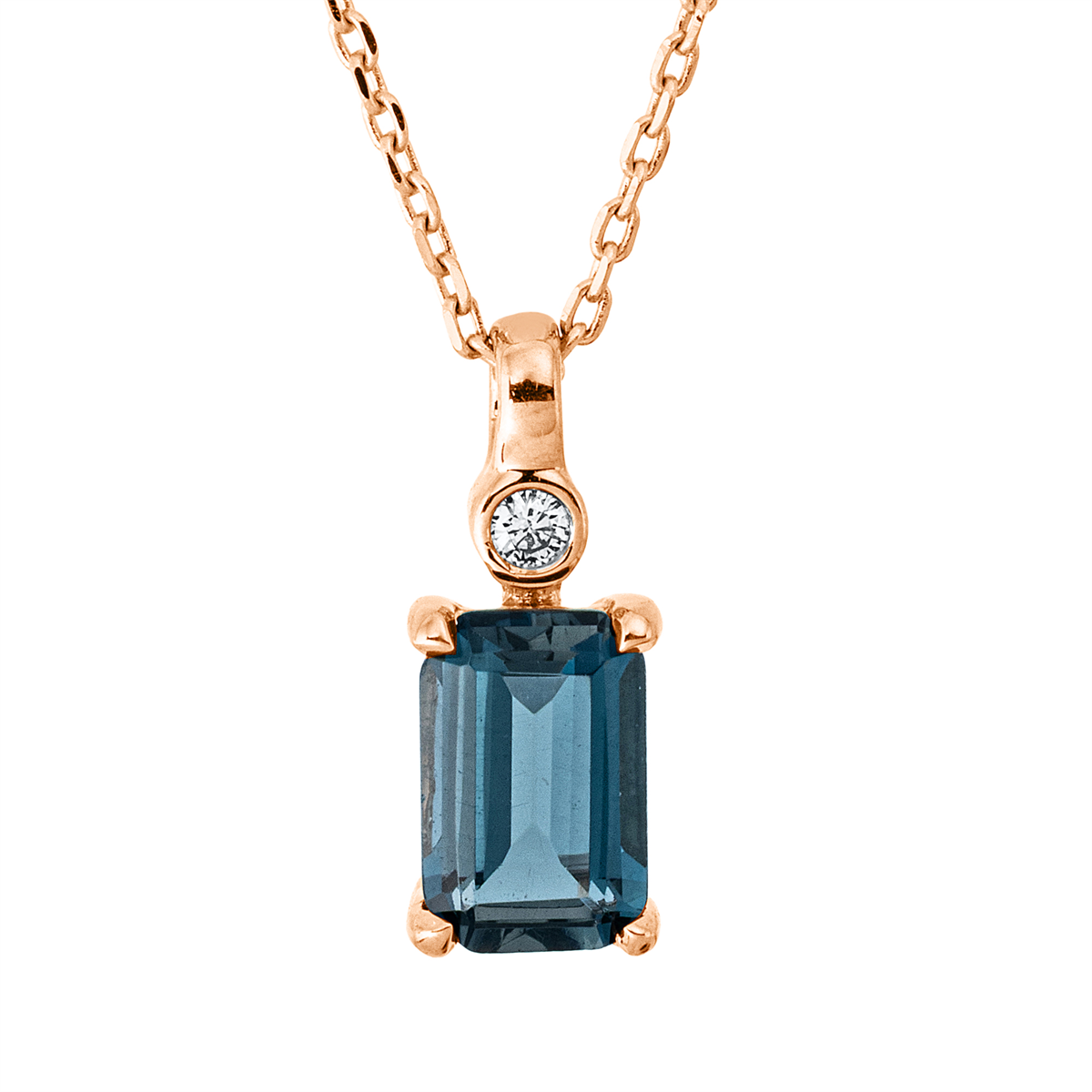 diamond full cut topaz colored stone fashion necklace in red gold