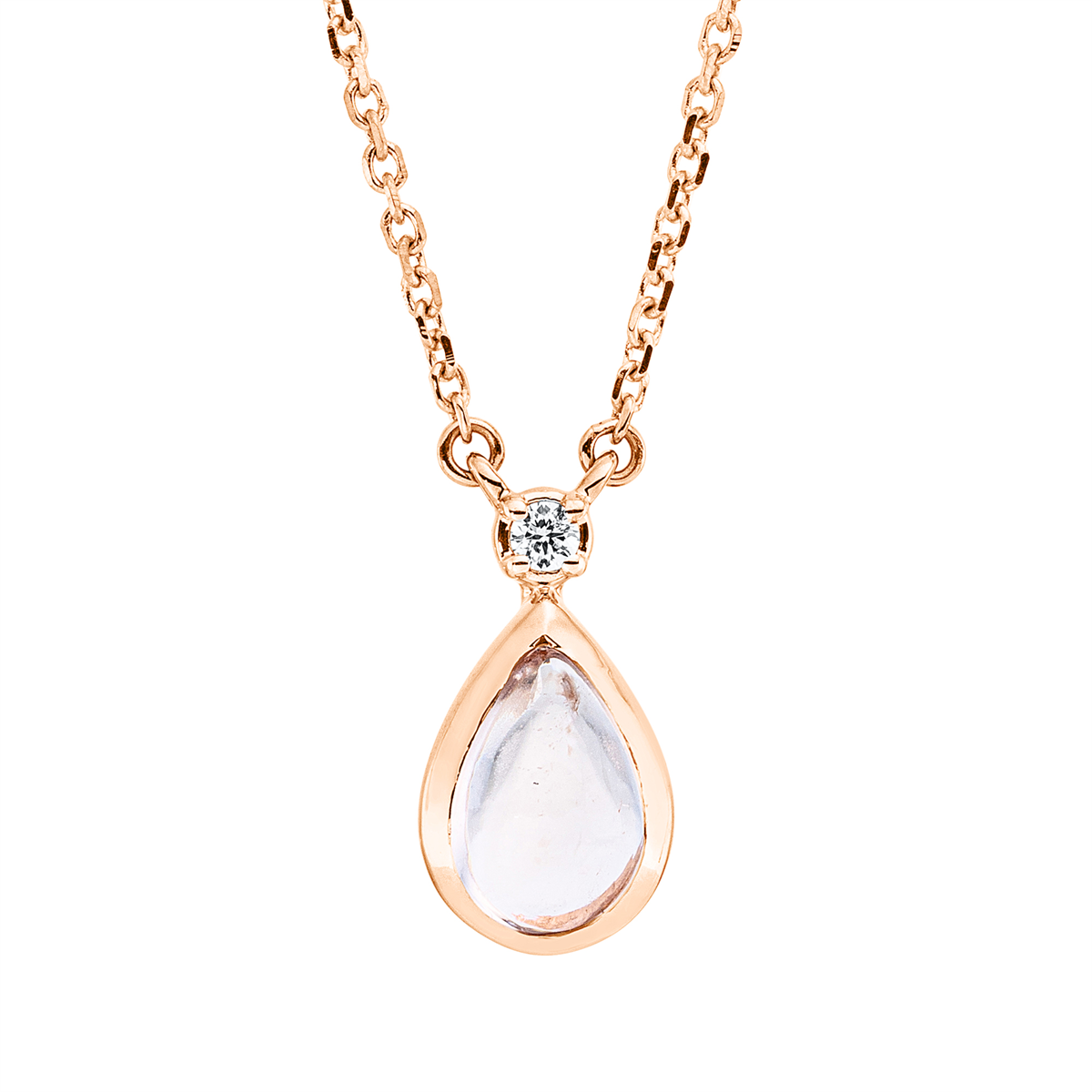 diamond full cut morganite colored stone fashion necklace in red gold