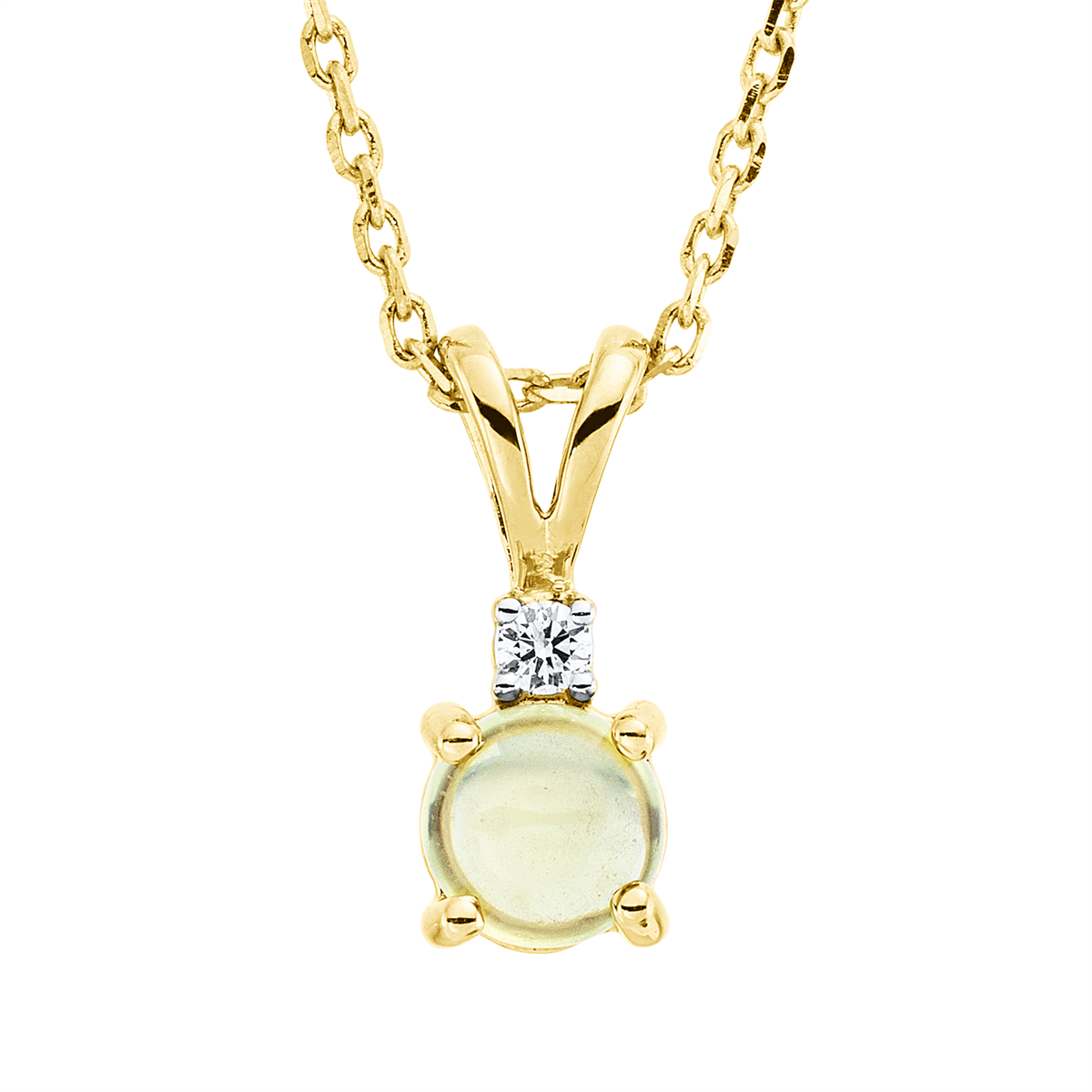 diamond full cut peridot colored stone fashion necklace in yellow gold